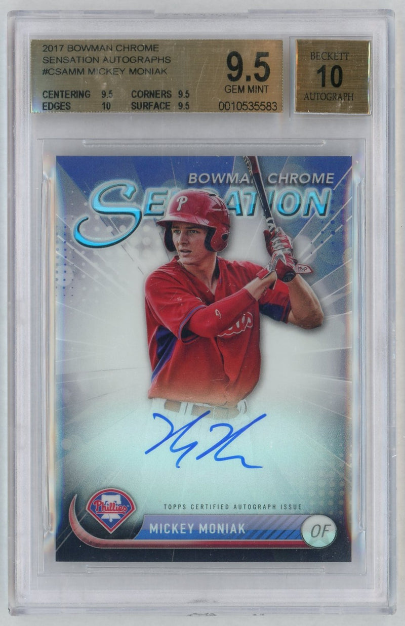 2017 Bowman Chrome Sensation Autograph Mickey Moniak #CSAMM /99 BGS 9.5