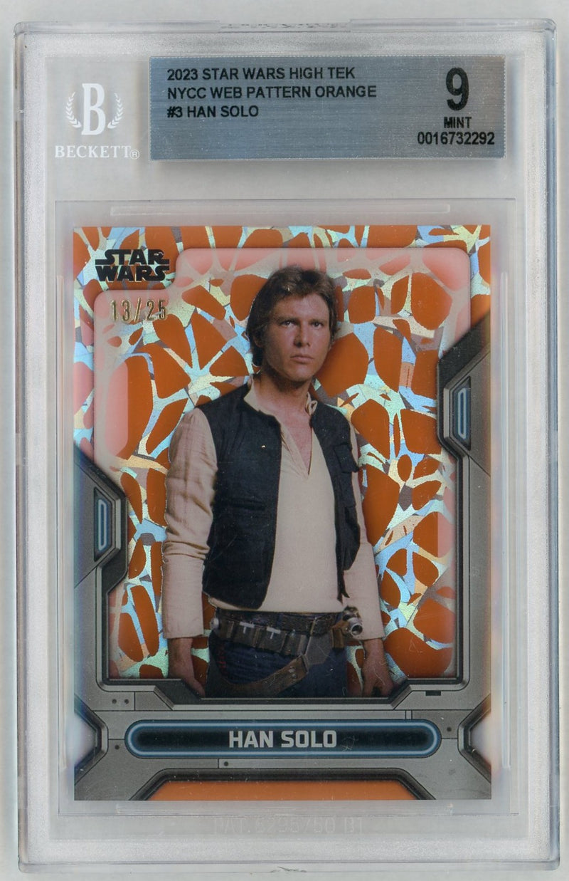 2023 Topps Star Wars High Tek Nycc Web Pattern Orange Han Solo #3 /25 BGS 9