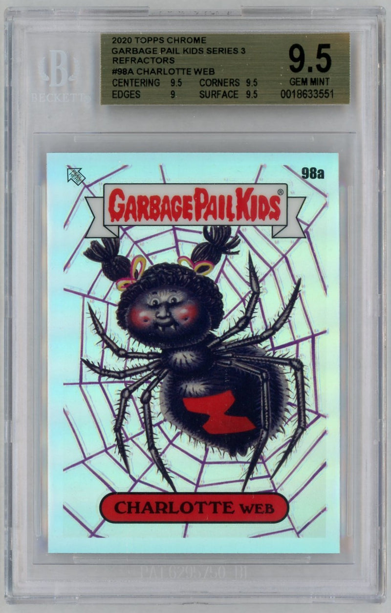 2020 Garbage Pail Kids Chrome Series 3 Refractors Charlotte Web #98a BGS 9.5