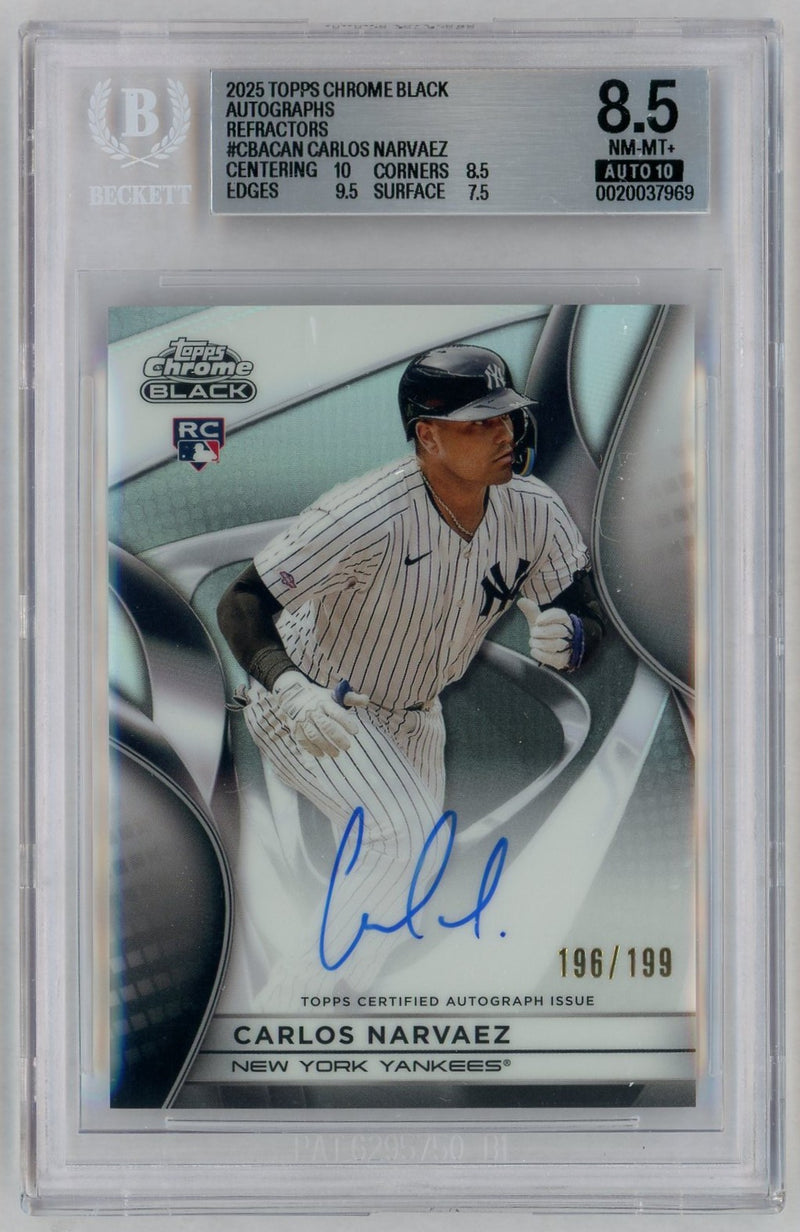 2025 Topps Chrome Black Autographs Refractors Carlos Narvaez #CBACAN /199 BGS 8.5