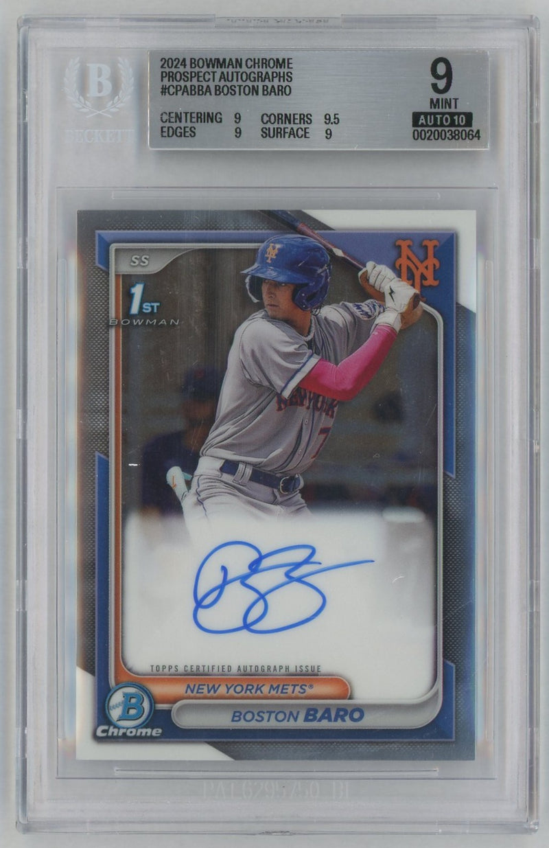 2024 Bowman Chrome Prospect Autograph Boston Baro #CPABBA BGS 9