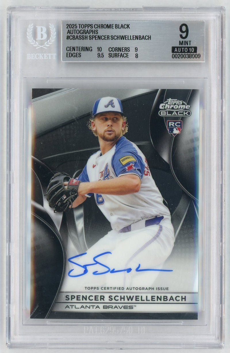 2025 Topps Chrome Black Autographs Spencer Schwellenbach #CBASSH /750 BGS 9