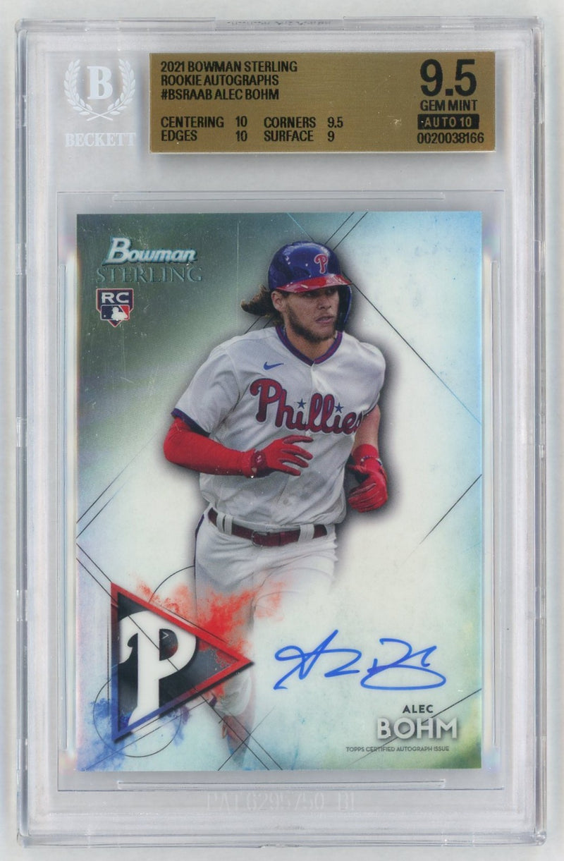 2021 Bowman Sterling Rookie Autograph Alec Bohm #BSRAAB /50 BGS 9.5