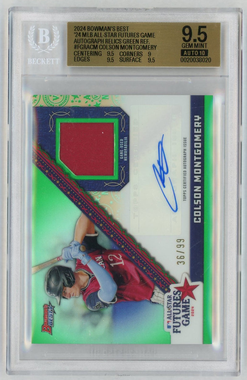 2024 Best '24 MLB All-Star Futures Game Autograph Relics Green Refractors Colson Montgomery #FGRACM /99 BGS 9.5