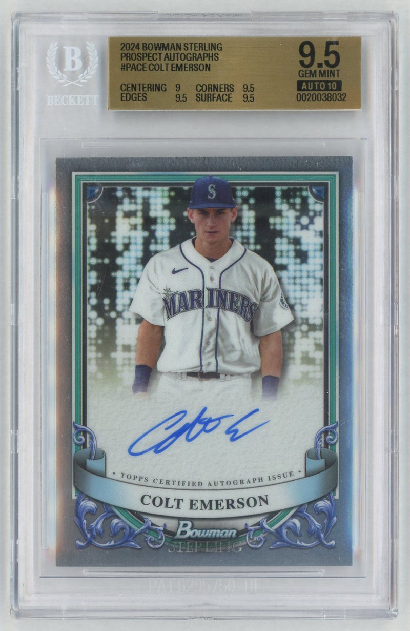 2024 Bowman Sterling Prospect Autograph Colt Emerson #PA-CE /50 BGS 9.5