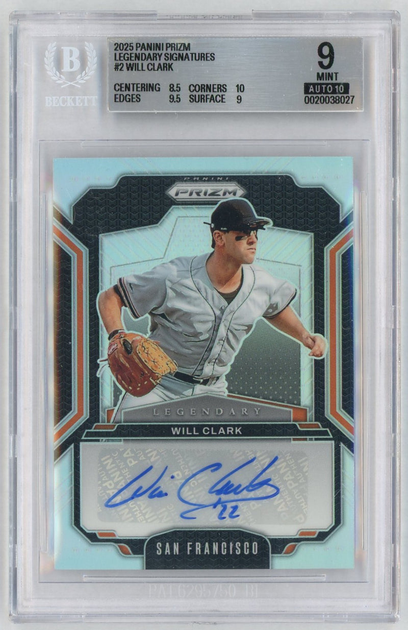 2025 Panini Prizm Legendary Signatures Will Clark #2 /750 BGS 9