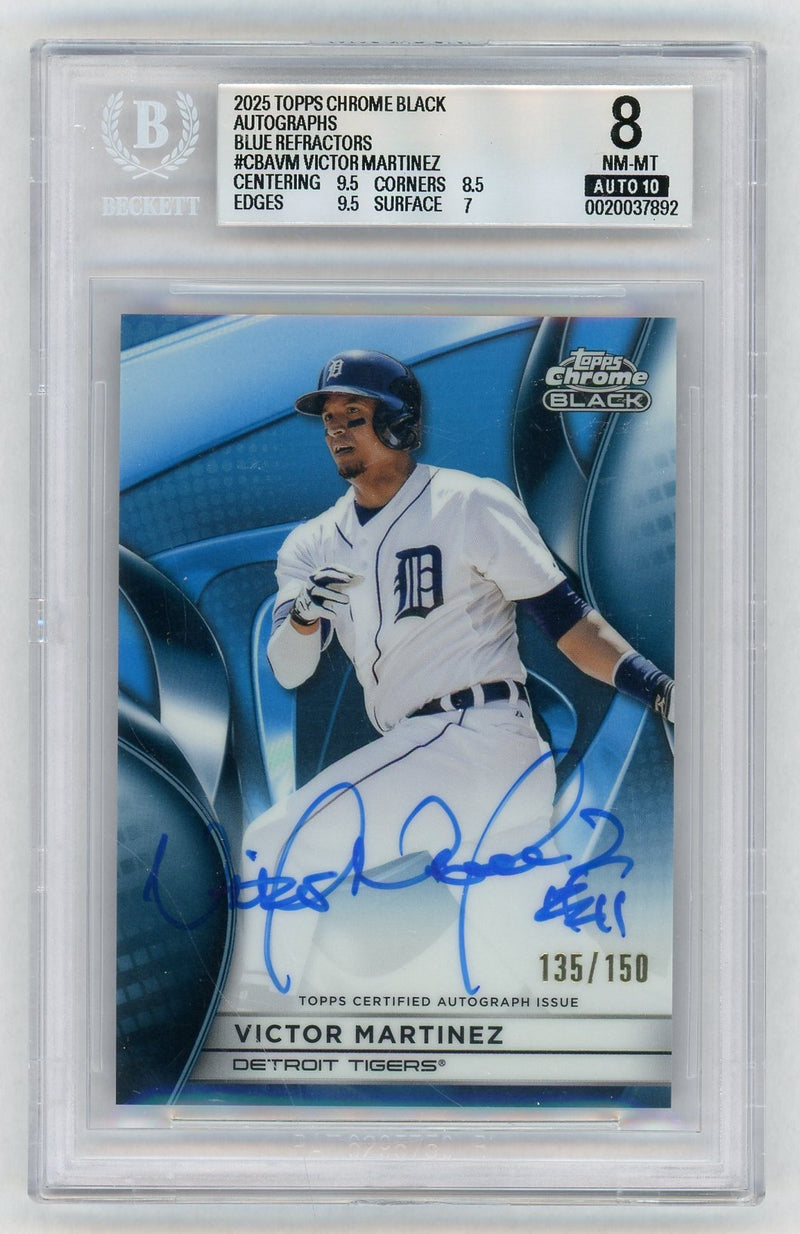 2025 Topps Chrome Black Autographs Blue Refractors Victor Martinez #CBAVM /150 BGS 8
