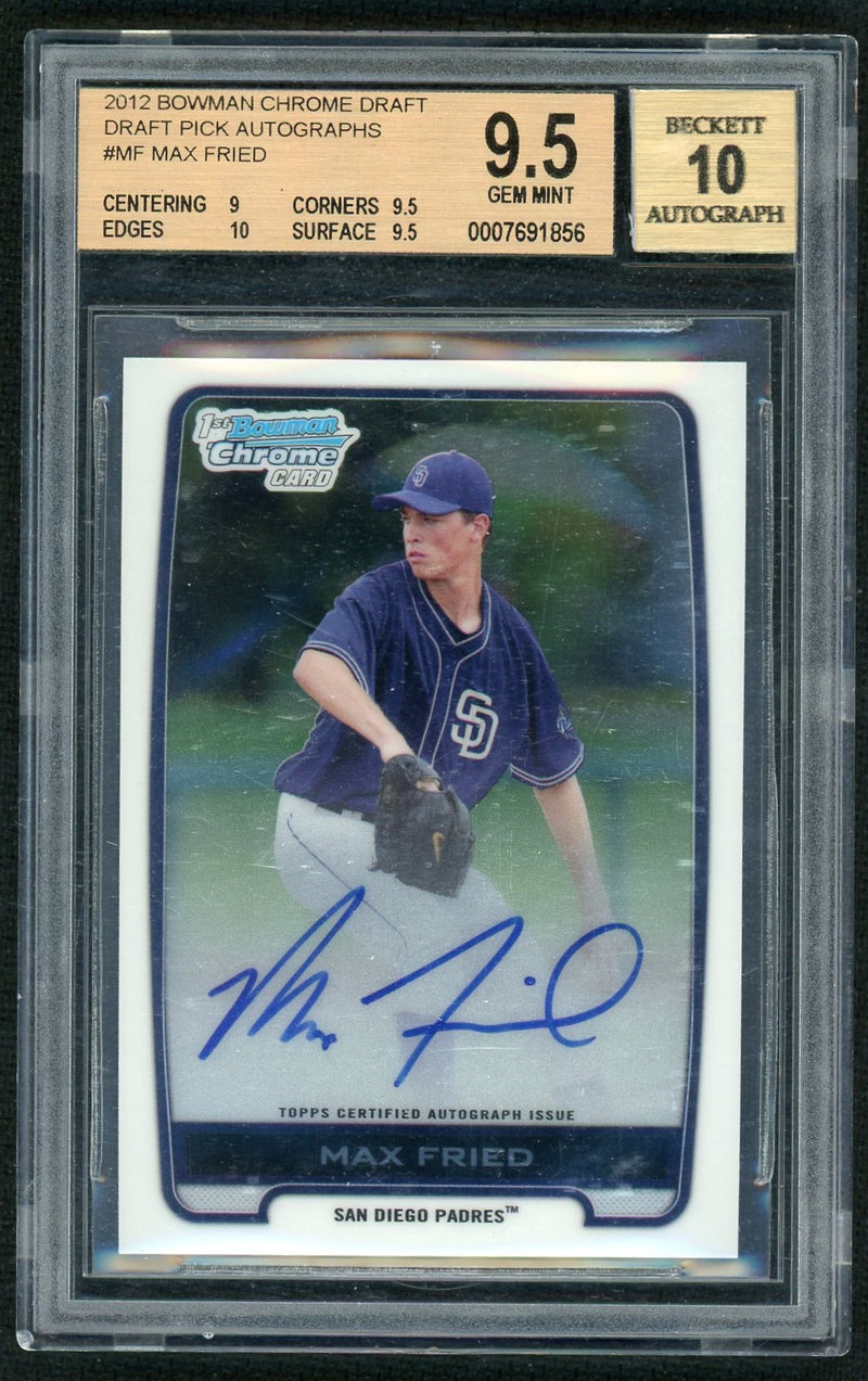2012 Bowman Chrome Draft Picks & Prospects Autograph Max Fried #BCAMF BGS 9.5