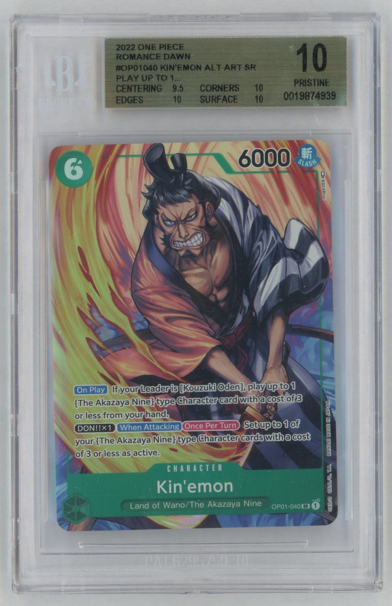 2022 One Piece Romance Dawn Alternate Art Errata Kin'Emon #OP01040 BGS 10