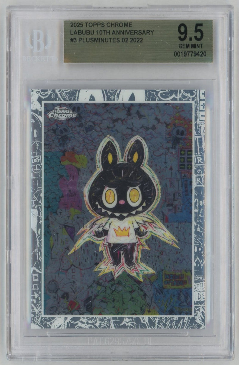 2025 Topps Chrome Labubu 10th Anniversary Plusminutes 02 #3 BGS 9.5