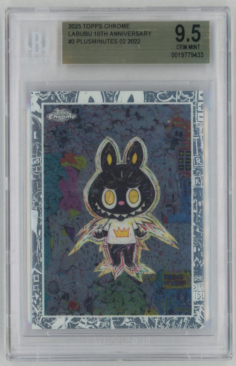 2025 Topps Chrome Labubu 10th Anniversary Plusminutes 02 #3 BGS 9.5