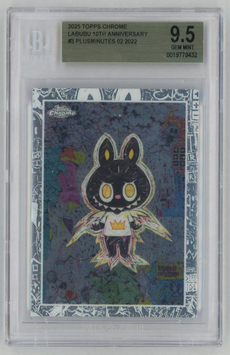 2025 Topps Chrome Labubu 10th Anniversary Plusminutes 02 #3 BGS 9.5