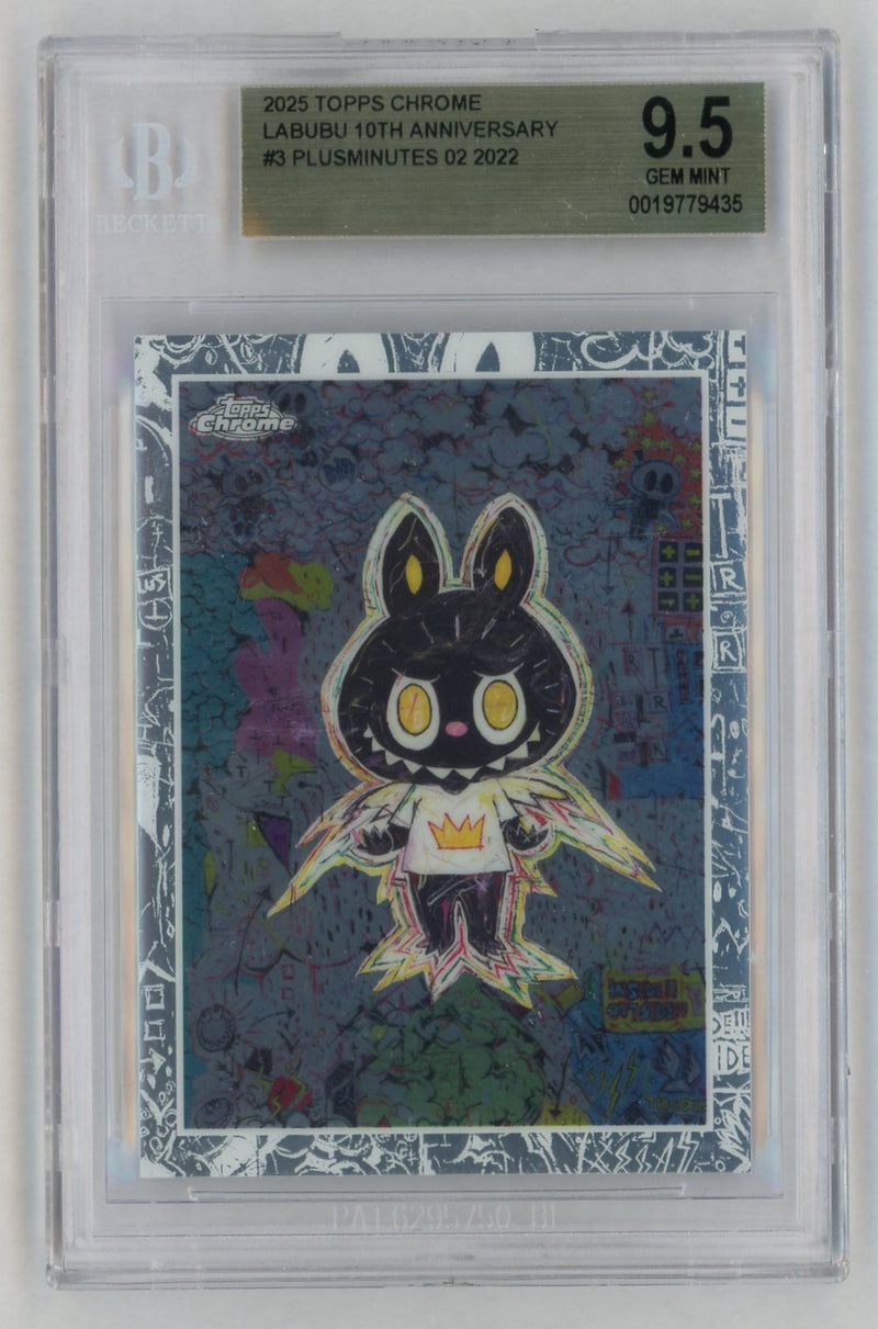 2025 Topps Chrome Labubu 10th Anniversary Plusminutes 02 #3 BGS 9.5