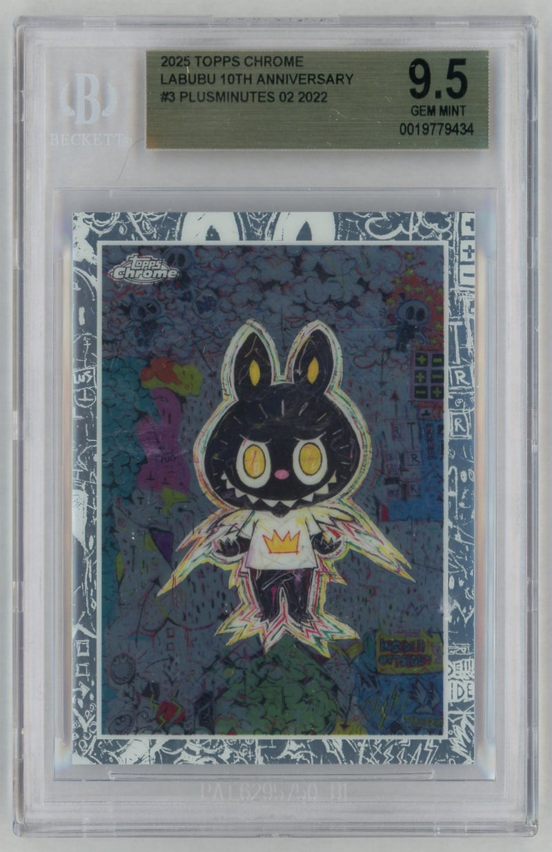 2025 Topps Chrome Labubu 10th Anniversary Plusminutes 02 #3 BGS 9.5