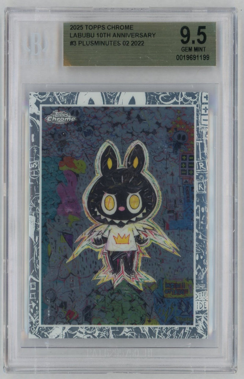 2025 Topps Chrome Labubu 10th Anniversary Plusminutes 02 #3 BGS 9.5