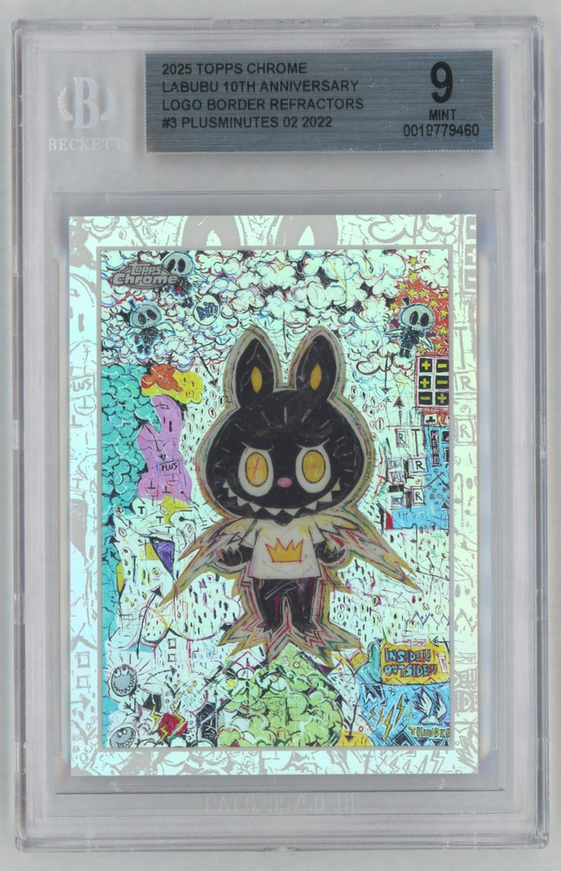 2025 Chrome Labubu 10th Anniversary 10th Anniversary Logo Border Refractors Plusminutes #3 BGS 9