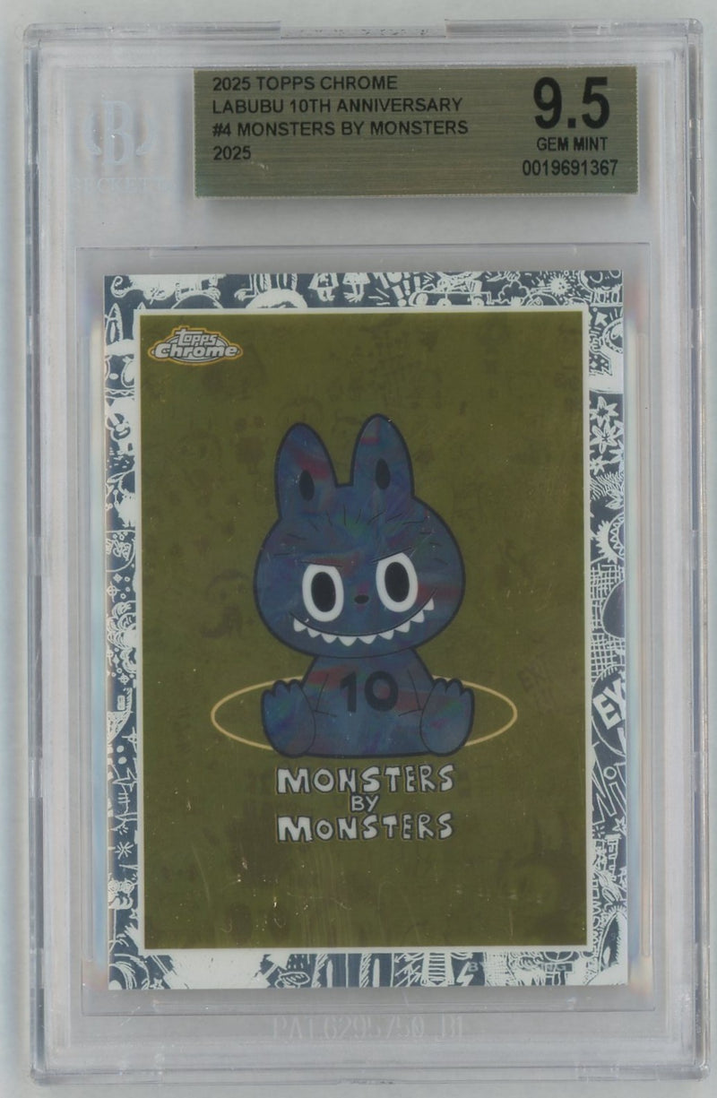 2025 Topps Chrome Labubu 10th Anniversary Monsters By Monsters #4 BGS 9.5