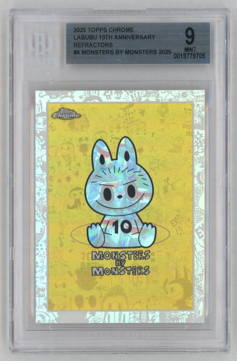 2025 Topps Chrome Labubu 10th Anniversary Refractor Monsters By Monsters #4 BGS 9