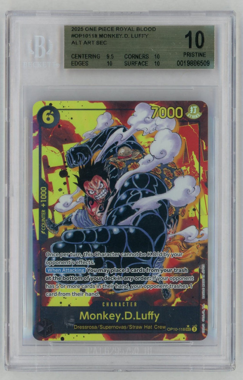 2025 One Piece Royal Blood Alternate Art Monkey D. Luffy #OP10-118 BGS 10