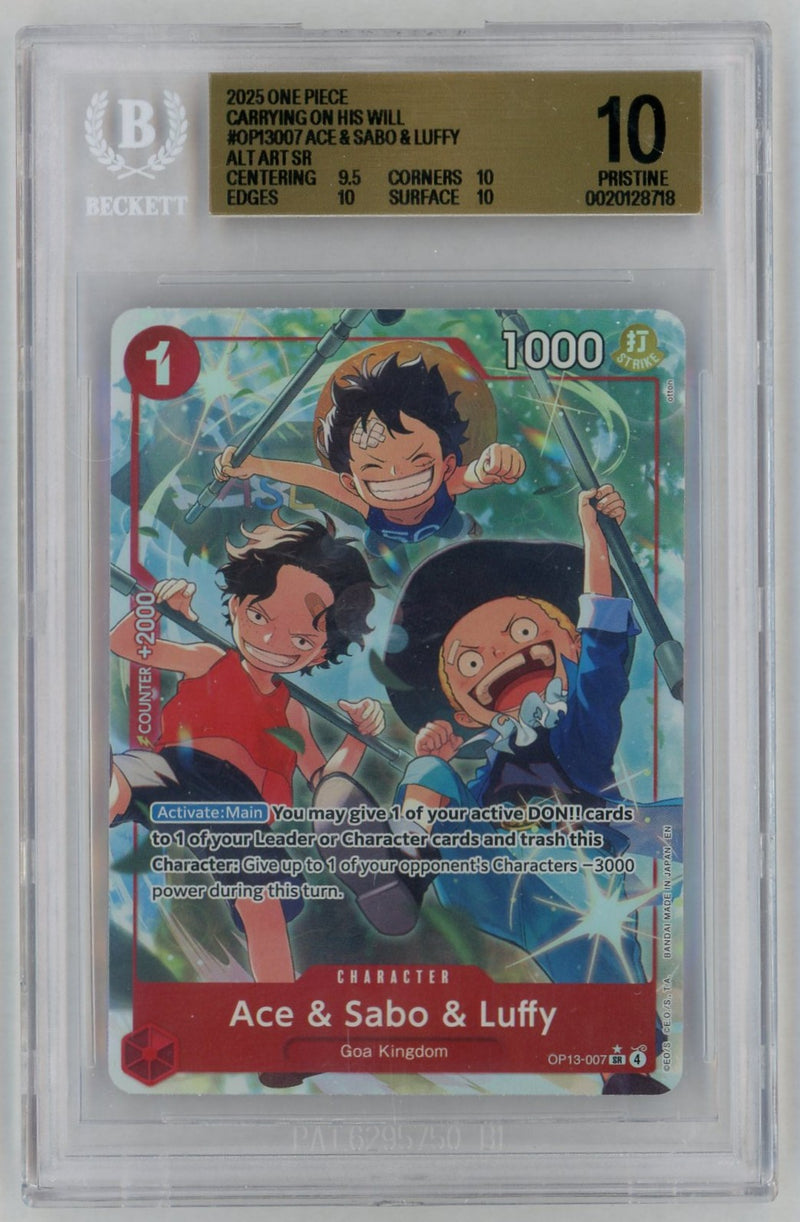 2025 One Piece Carrying On His Will Alternate Art Ace/Luffy/Sabo #OP13007 BGS 10