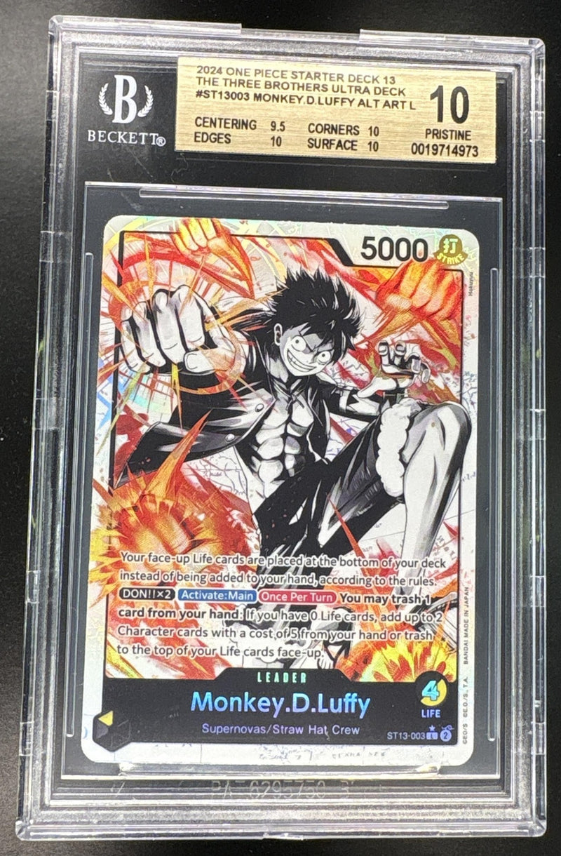 2024 One Piece Starter Deck 13 the Three Brothers Ultra Deck Black and White Alternate Art Monkey D. Luffy #ST13003 BGS 10