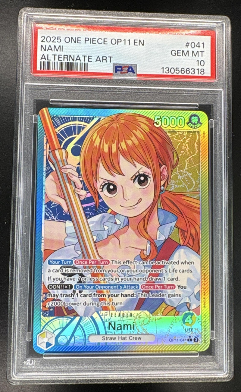 2025 One Piece A Fist of Divine Speed Alternate Art Nami #OP11041 PSA 10
