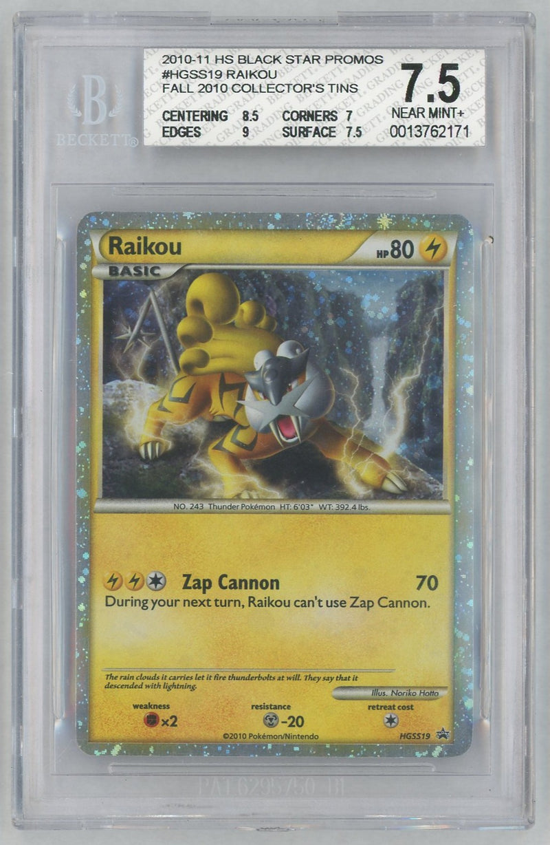 2010 Pokemon Heartgold and Soulsilver Promo Holo Raikou #HGSS19 BGS 7.5