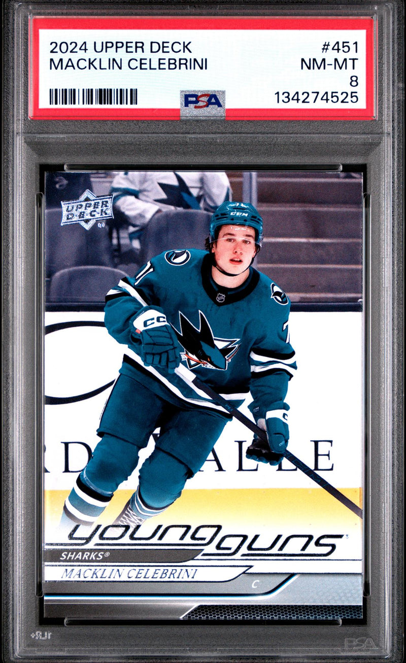 2024 Upper Deck Young Guns Macklin Celebrini #451 PSA 8