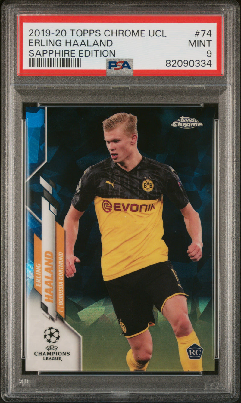 2019 Topps Chrome Sapphire UEFA Champions League Erling Haaland #74 PSA 9