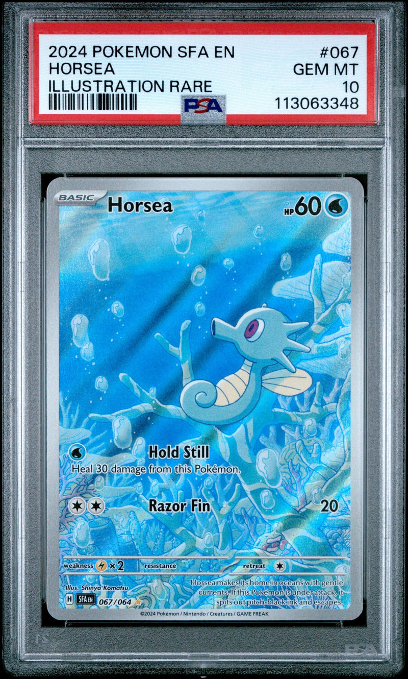 2024 Pokemon Scarlet and Violet Shrouded Fable Illustration Rare Horsea #067 PSA 10