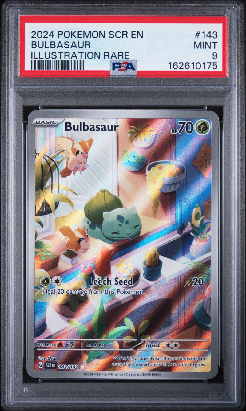 2024 Pokemon Scarlet and Violet Stellar Crown Illustration Rare Bulbasaur #143 PSA 9