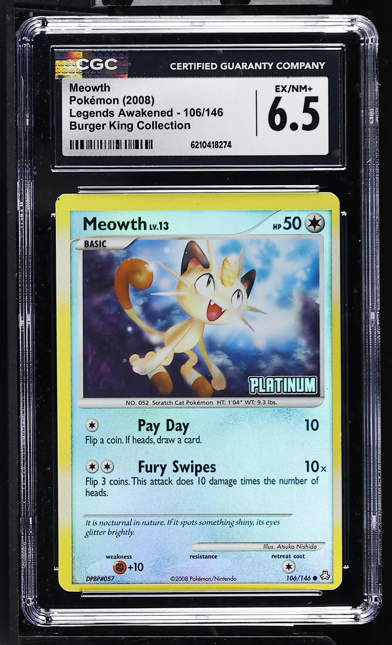 Pokémon Legends Awakened Meowth #106/146 Burger King Collection CGC 6.5