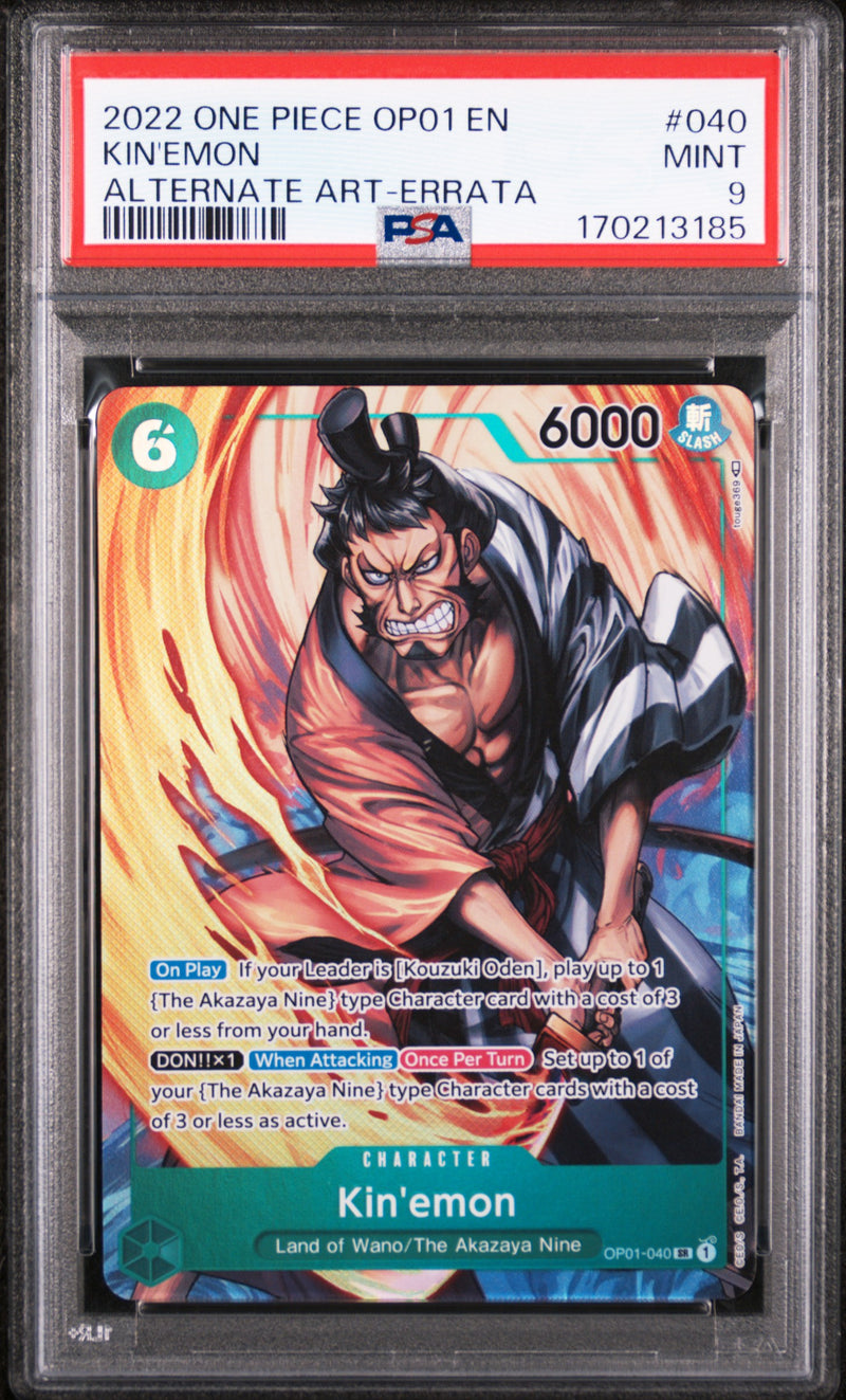 2022 One Piece Romance Dawn Alternate Art Errata Kin'Emon #OP01040 PSA 9