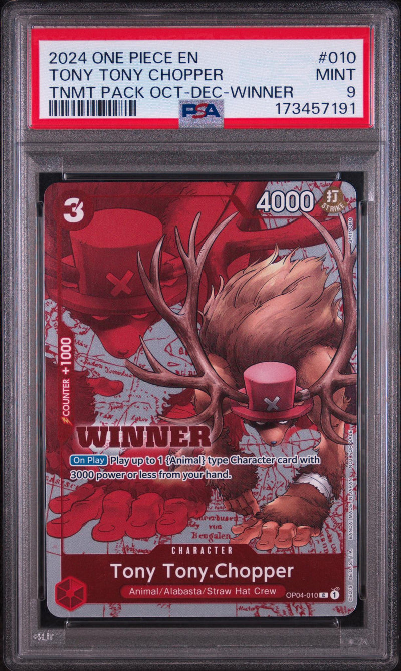 2022 One Piece Promo Tournament Pack October-December Winner Tony Tony Chopper #OP04-010 PSA 9