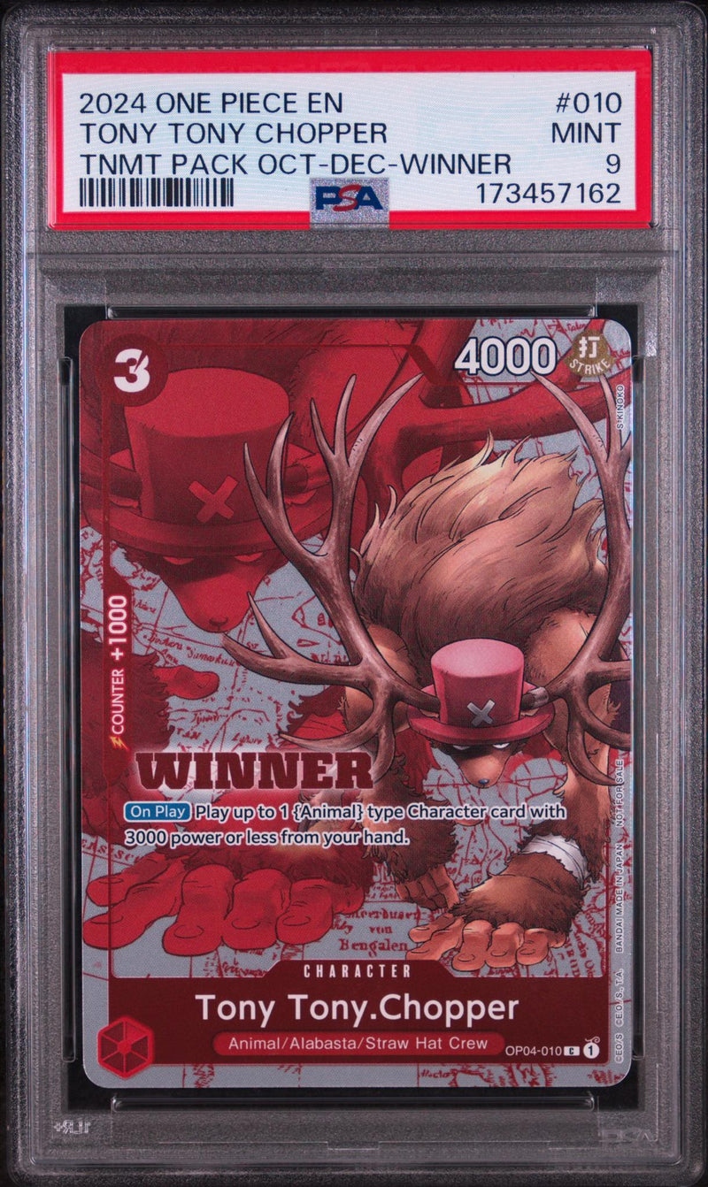 2022 One Piece Promo Tournament Pack October-December Winner Tony Tony Chopper #OP04-010 /173457162 PSA 9