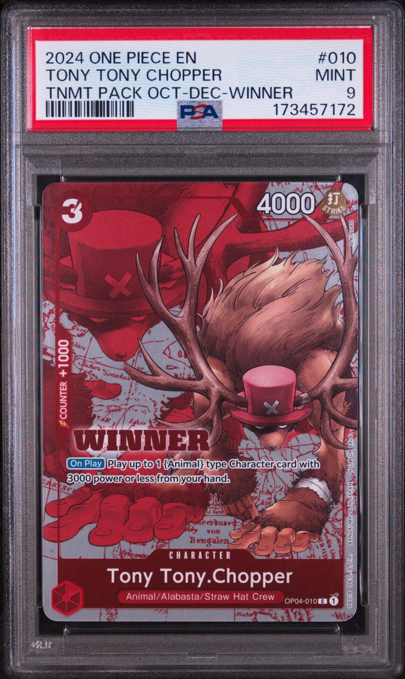 2022 One Piece Promo Tournament Pack October-December Winner Tony Tony Chopper #OP04-010 PSA 9