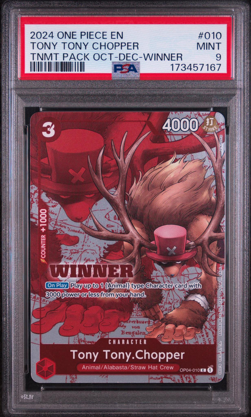 2022 One Piece Promo Tournament Pack October-December Winner Tony Tony Chopper #OP04-010 PSA 9