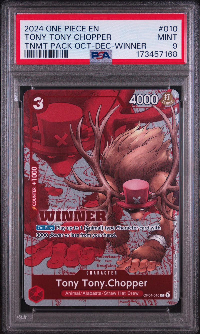 2022 One Piece Promo Tournament Pack October-December Winner Tony Tony Chopper #OP04-010 PSA 9