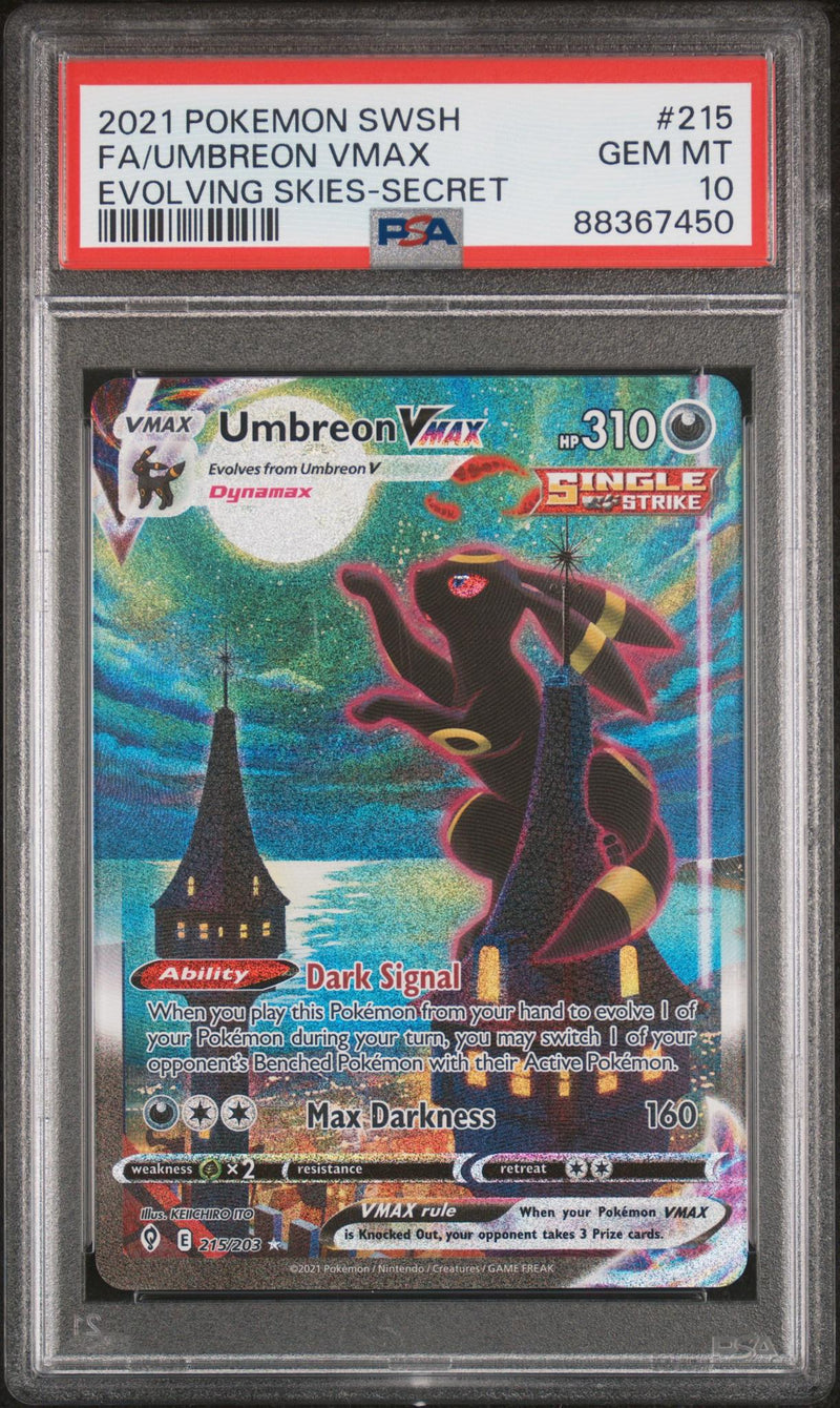 2021 Pokemon Sword and Shield Evolving Skies Secret Rare Umbreon Vmax #215 PSA 10