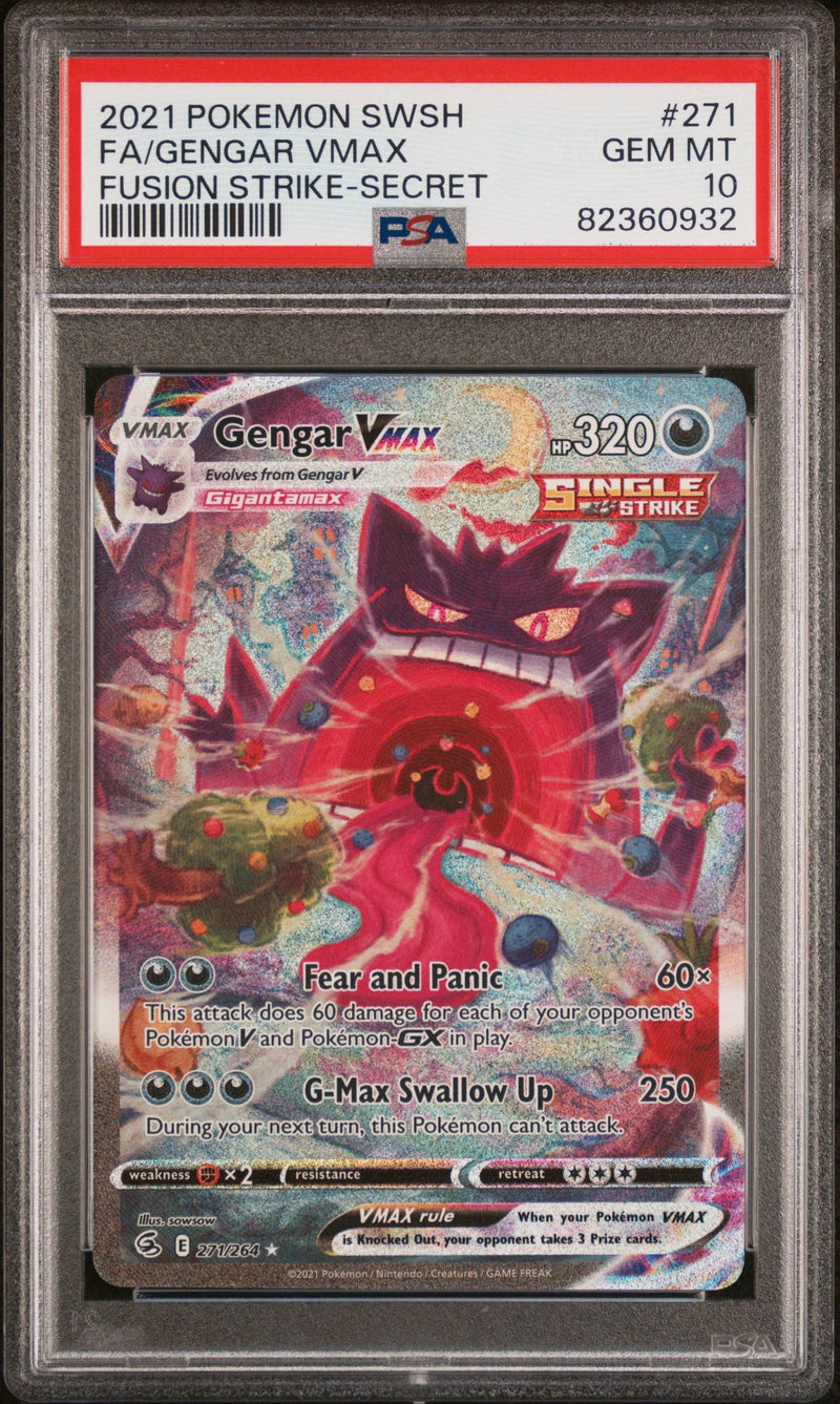 2021 Pokemon Sword and Shield Fusion Strike Secret Rare Gengar Vmax #271 PSA 10