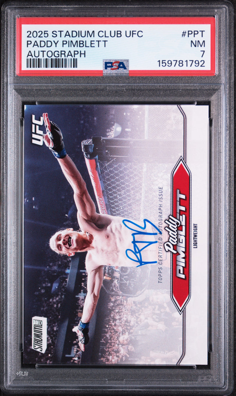 2025 Stadium Club UFC Autographs Paddy Pimblett #BCAPPT PSA 7