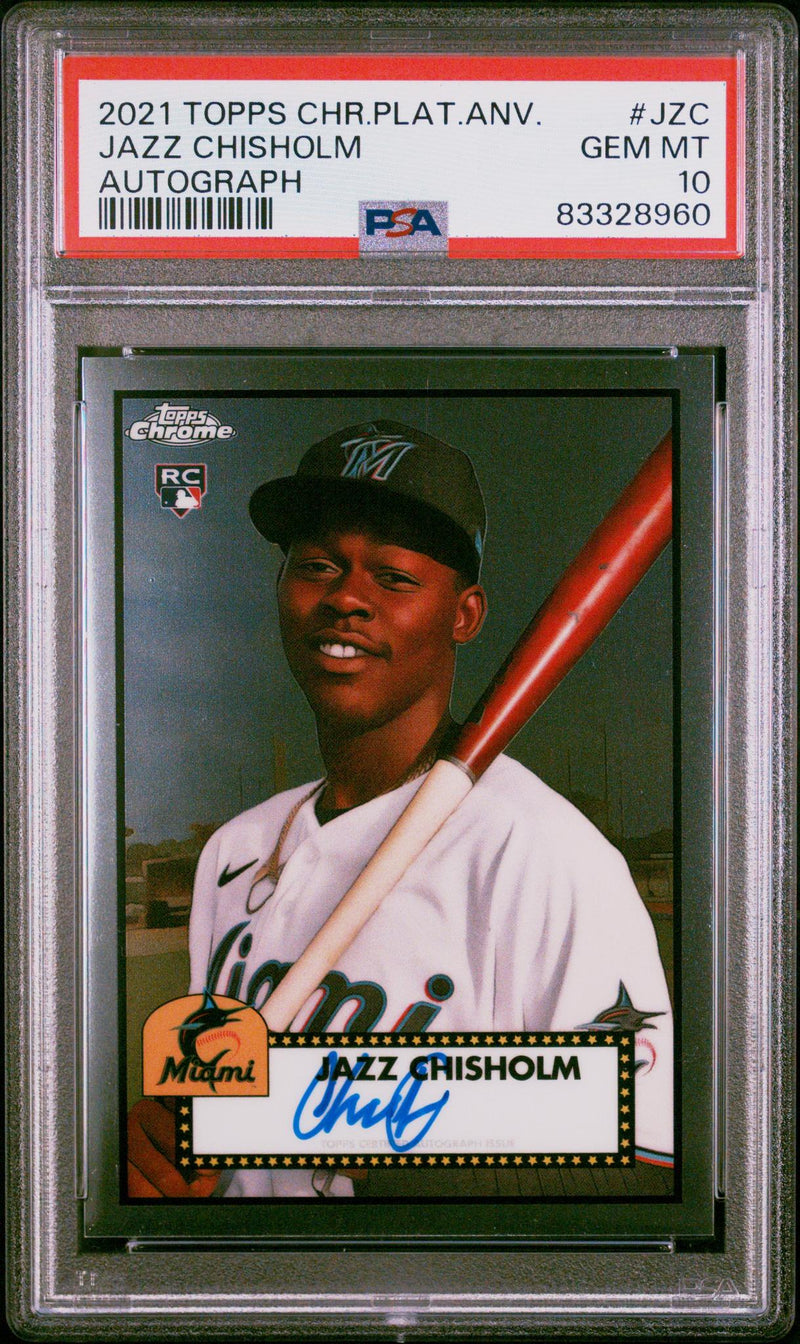 2021 Topps Chrome Platinum Anniversary Autographs Jazz Chisholm Jr. #PAJZC PSA 10