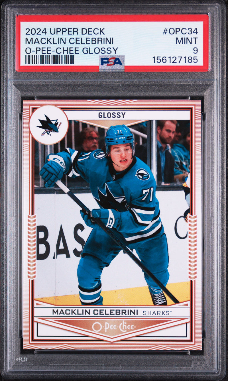 2024 O-Pee-Chee Deck Glossy Macklin Celebrini #OPC34 PSA 9