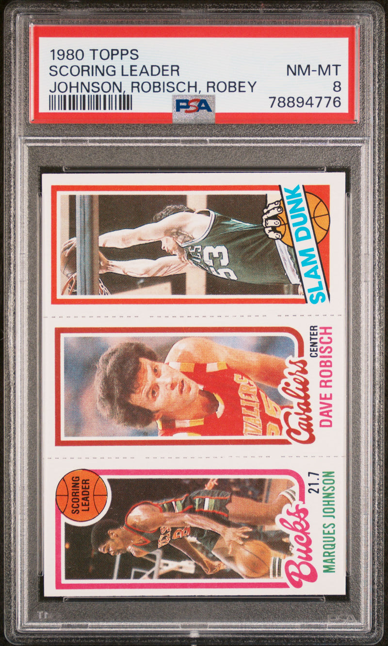 1980 Topps Scoring Leaders Dave Robisch/Marques Johnson/Rick Robey #136 PSA 8