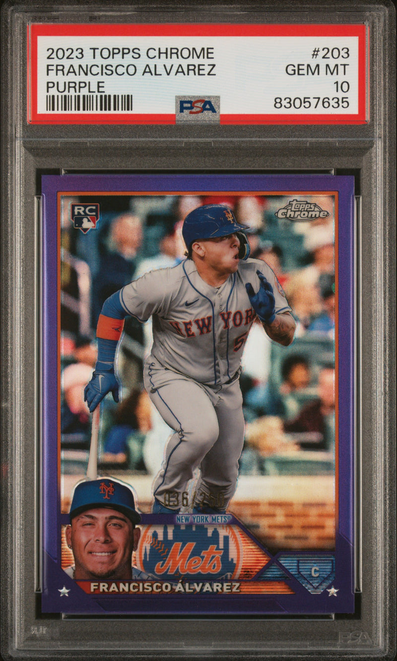 2023 Topps Chrome Purple Refractor Francisco Alvarez #203 /250 PSA 10