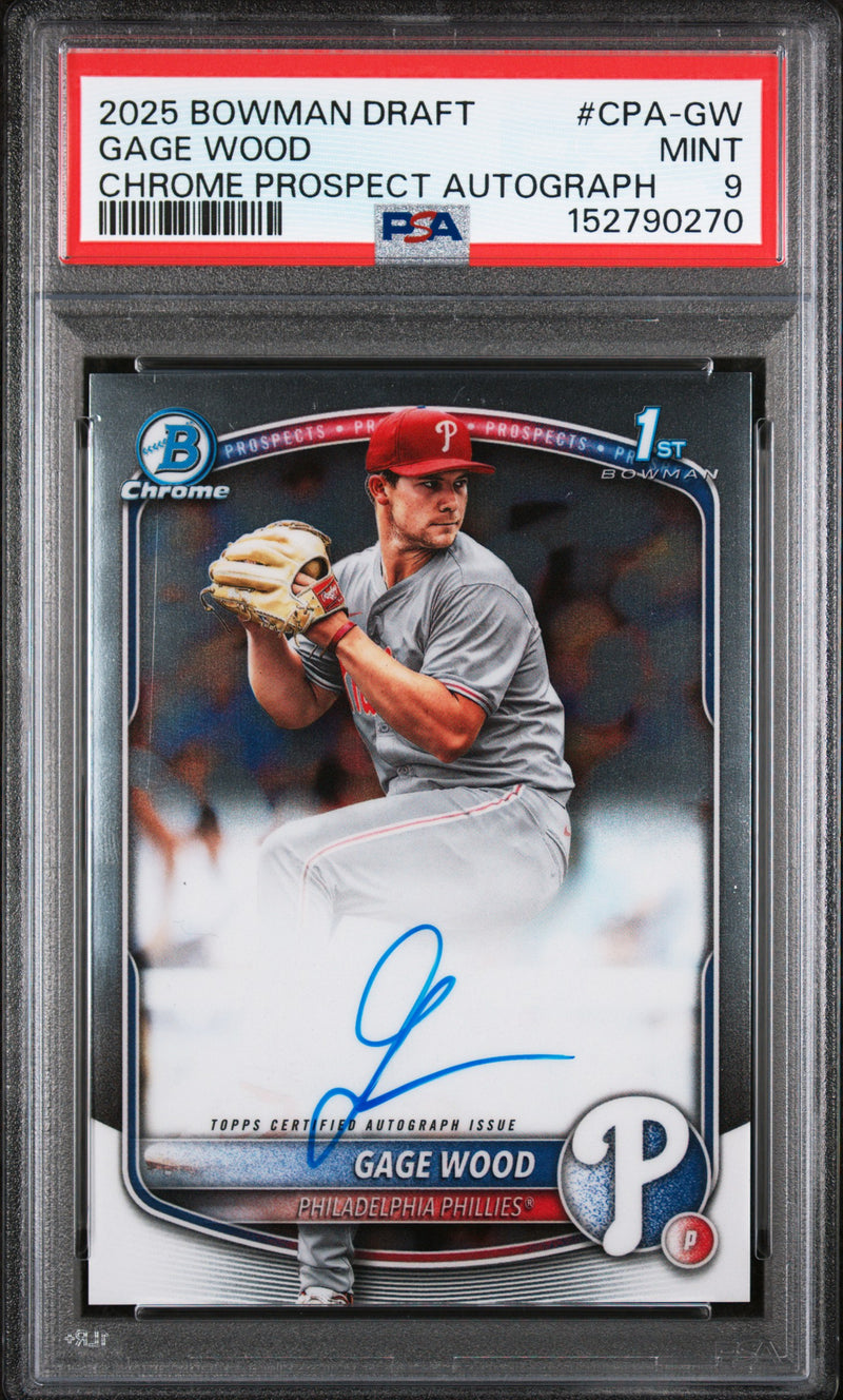 2025 Bowman Chrome Draft Autographs Gage Wood #CPAGW PSA 9