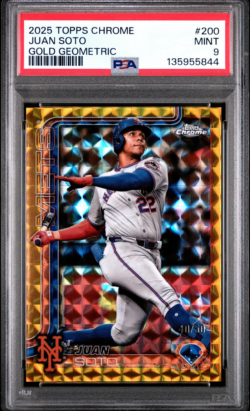 2025 Topps Chrome Gold Geometric Refractors Juan Soto #200 /50 PSA 9
