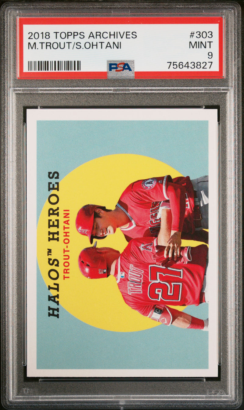 2018 Topps Archives Shohei Ohtani/Mike Trout #303 PSA 9