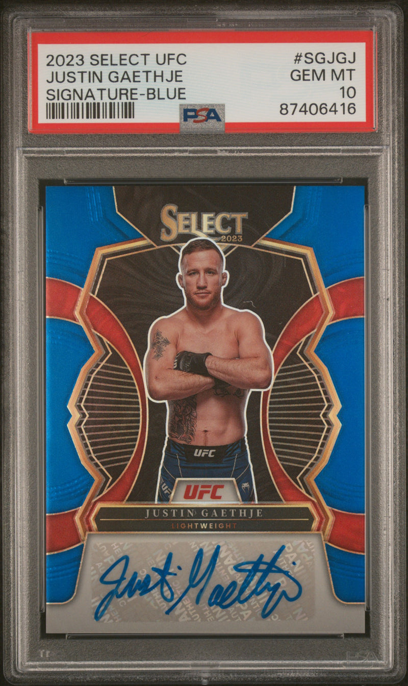 2023 Panini Select UFC Signatures Blue Justin Gaethje #SGJGJ /75 PSA 10