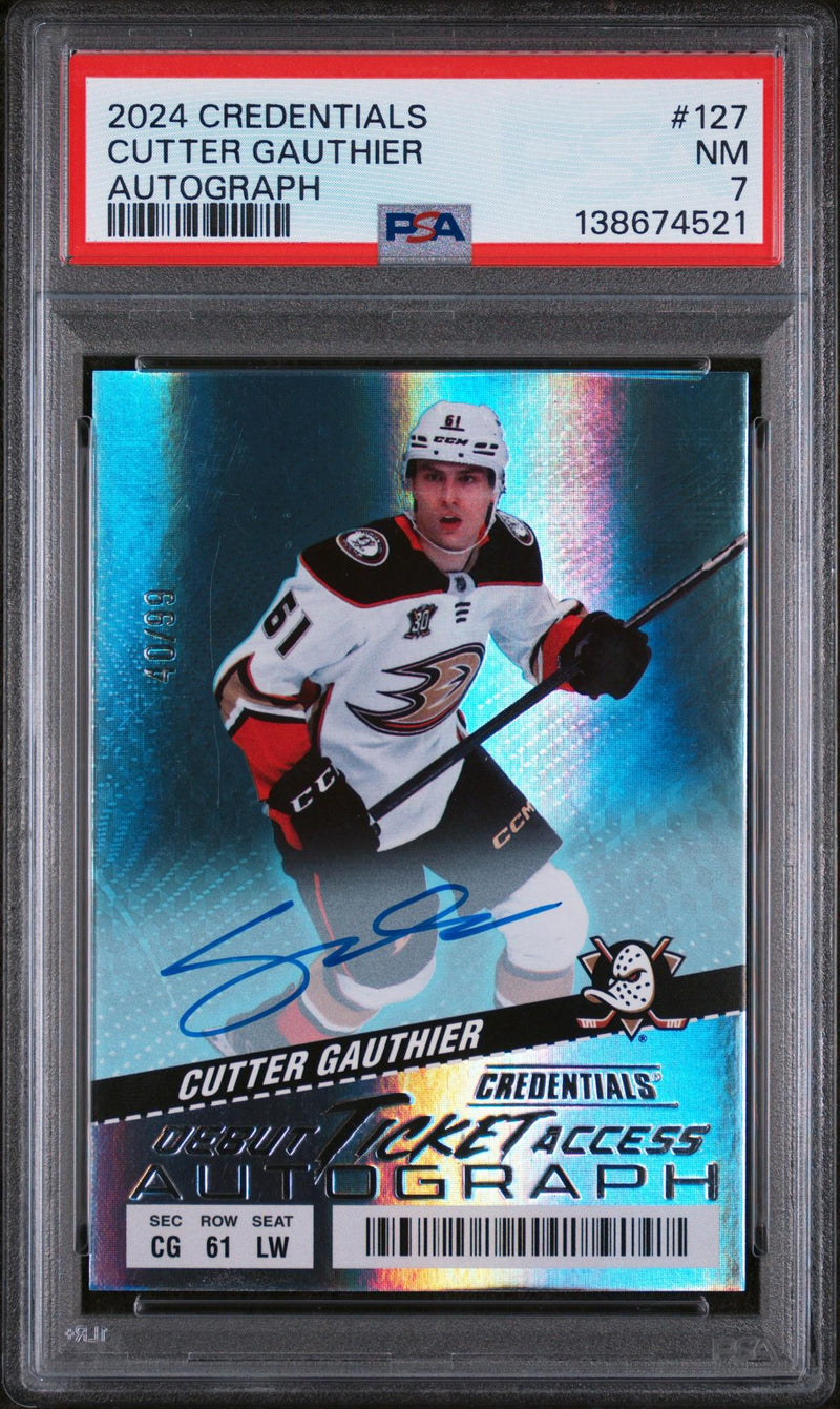 2024 Upper Deck Credentials Autograph Cutter Gauthier #127 /99 PSA 7